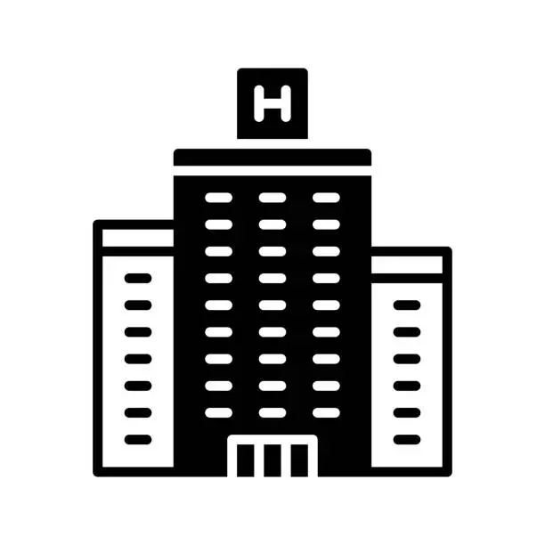 Vector illustration of Healthcare Hub Black Line & Fill Vector Icon