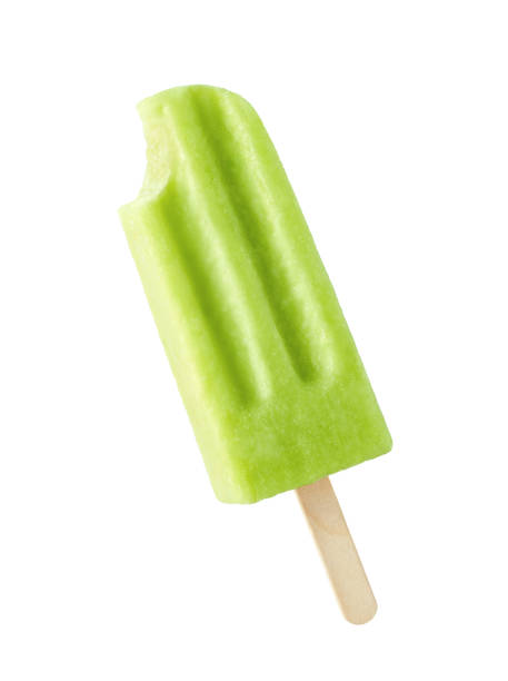 istock Bitten green fruit popsicle isolated on white background 1499759878