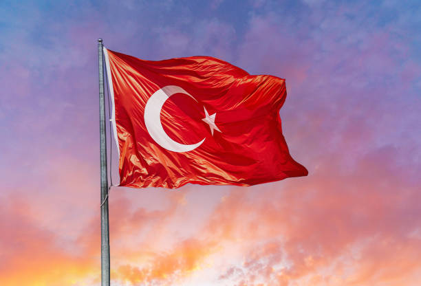 istock Waving Turkish flag against the sky 1499762010