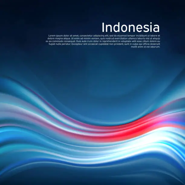 Vector illustration of Indonesia abstract flag background. Blurred pattern of lines light colors of the indonesian flag in blue sky, business brochure. State banner, indonesia poster, patriotic cover, flyer. Vector design