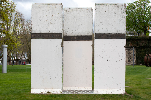 Fragments of the Berlin Wall in a public park in Koblenz, Germany