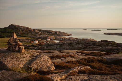 Idyllic Fykan, at the coast of Bohuslän in Sweden. A popular summer destination for outdoor recreational as climbing and fishing.