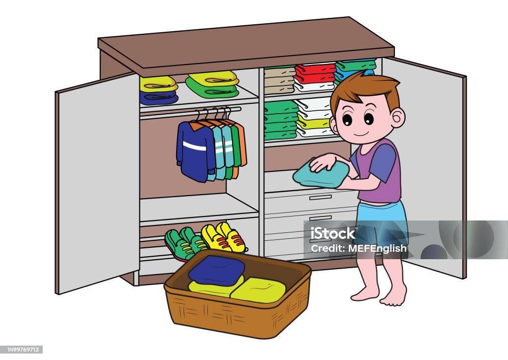 Guarda La Ropa Ilustración de Tareas Guardar La Ropa Ayudar A Mamá Y Papá y más ...