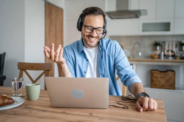 istock One man caucasian male freelancer work from home on laptop computer 1499770959