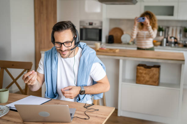 istock One man caucasian male freelancer work from home on laptop computer 1499771248