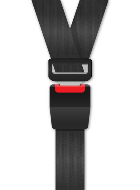 istock Safety Passenger Seat Belt. Blocked with Fastener and Black Strap on White Background. Vector illustration 1499771449