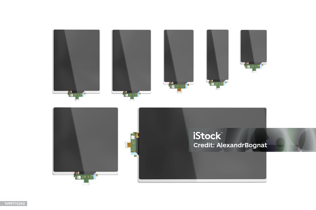 Display Rectangle Blank Black Flexible Straight Rectangular Display Mockup Different Size ...