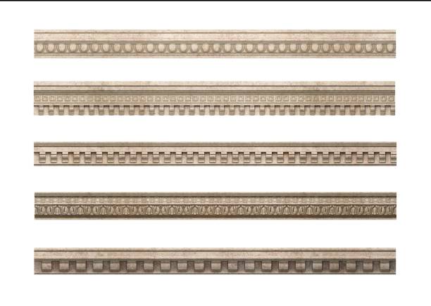 3d illustration. Set of antique classical architectural cornices of antique classical architectural cornices