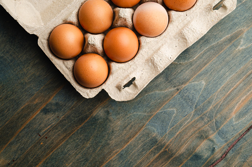 Fresh eggs in paper tray