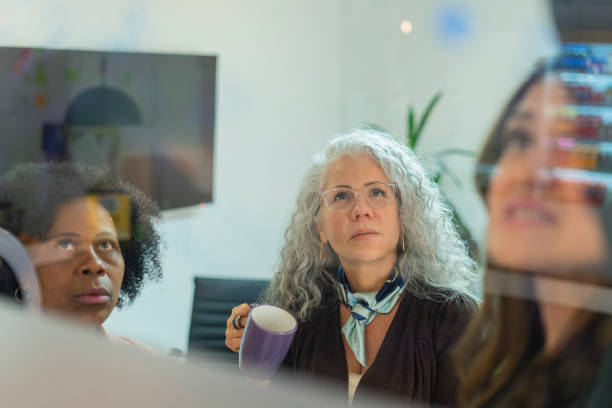 istock Brainstorming in the office while pointing on the whiteboard in the office that is a glass 1499783758