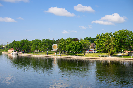 Campbellford, ON, Canada - June 18, 2023:  Campbellford is a charming small town, situated on the banks of the Trent River. The Royal Canadian Mint proclaimed Campbellford “The Home of the Two Dollar Coin” in 1997.