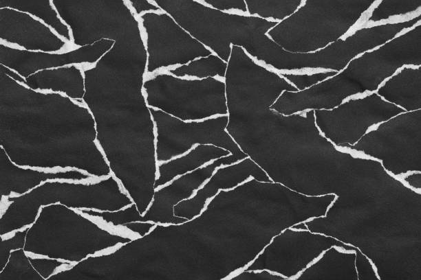 Black and White Torn Paper Collage Style, Ripped Paper Effect, Texture Abstract Background, Copy Space for Text.