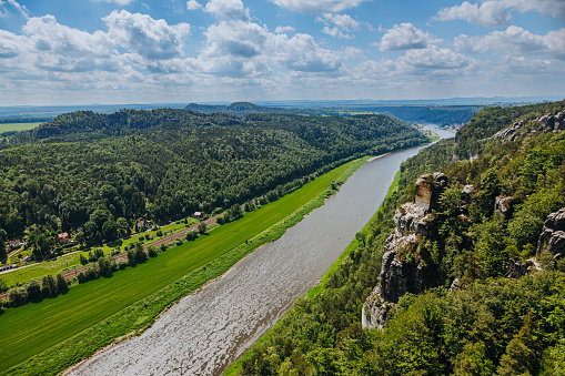 Elbe and mountains of Saxony Switzerland, Germany