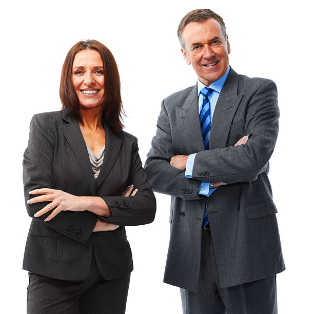istock Mature couple isolated on white background looking into camera 149978704