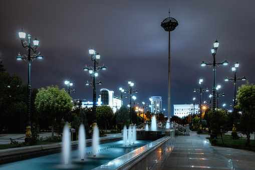 Turkmenistan, Ashgabat, october 10. 2019: The Inspiration Square ,a public park in the center of capital