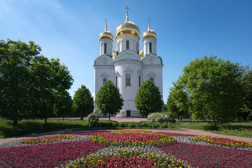 Cathedral of the Holy Great Martyr Catherine on a summer sunny day, Pushkin, St. Petersburg, Russia