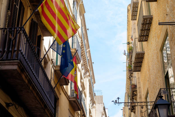 istock Flags in Barcelona in barrio gothico 1499801782