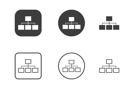 Organization chart icon design 6 variations. Isolated on white background.