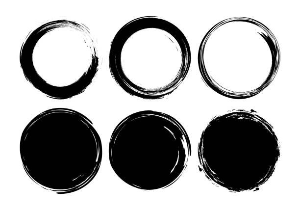 ilustrações de stock, clip art, desenhos animados e ícones de super set of circle lines hand drawn on a white background. doodle circles for design elements, messages, note labels. - pintura