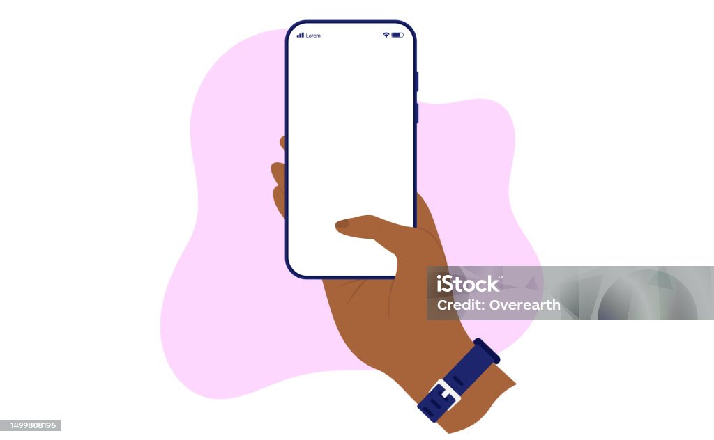 Phone In Hand Vector Phone In Hand Vector Mockup Stock Illustration - Download Image Now ...