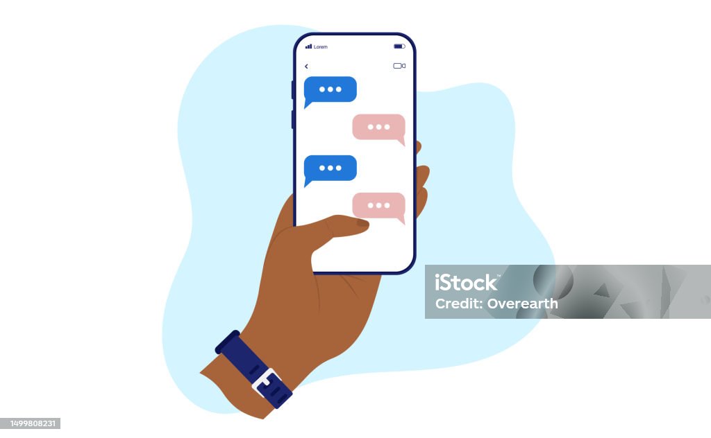 Send Text Message Hand Phone In Hand With Text Messages Stock Illustration - Download Image ...