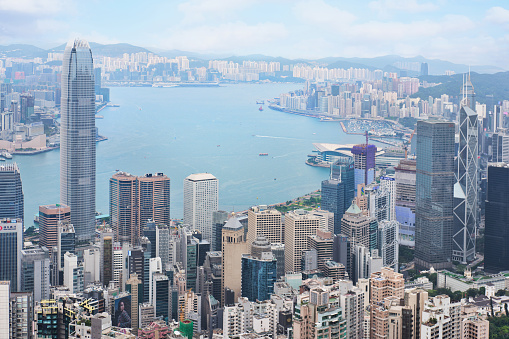 Aerial view of are modern buildings exterior at Hong Kong