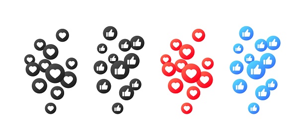 Likes. Different styles, colorful, like icons, facebook likes. Vector icons.