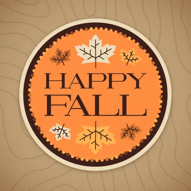 Vector illustration of Happy Fall Leaf Badge