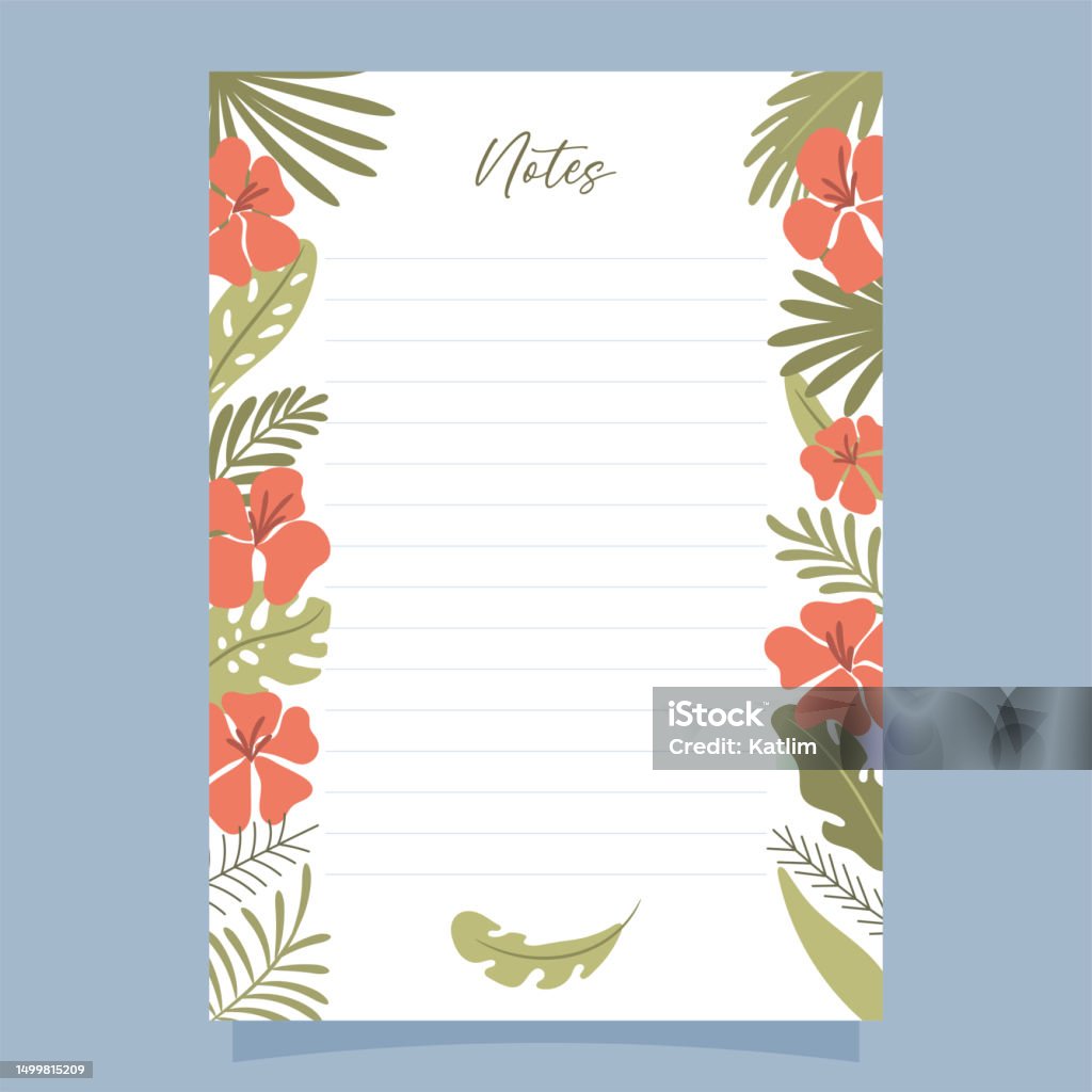 Exotic Notes Collection Printable Notes Concept With Tropical Exotic Background Stock ...
