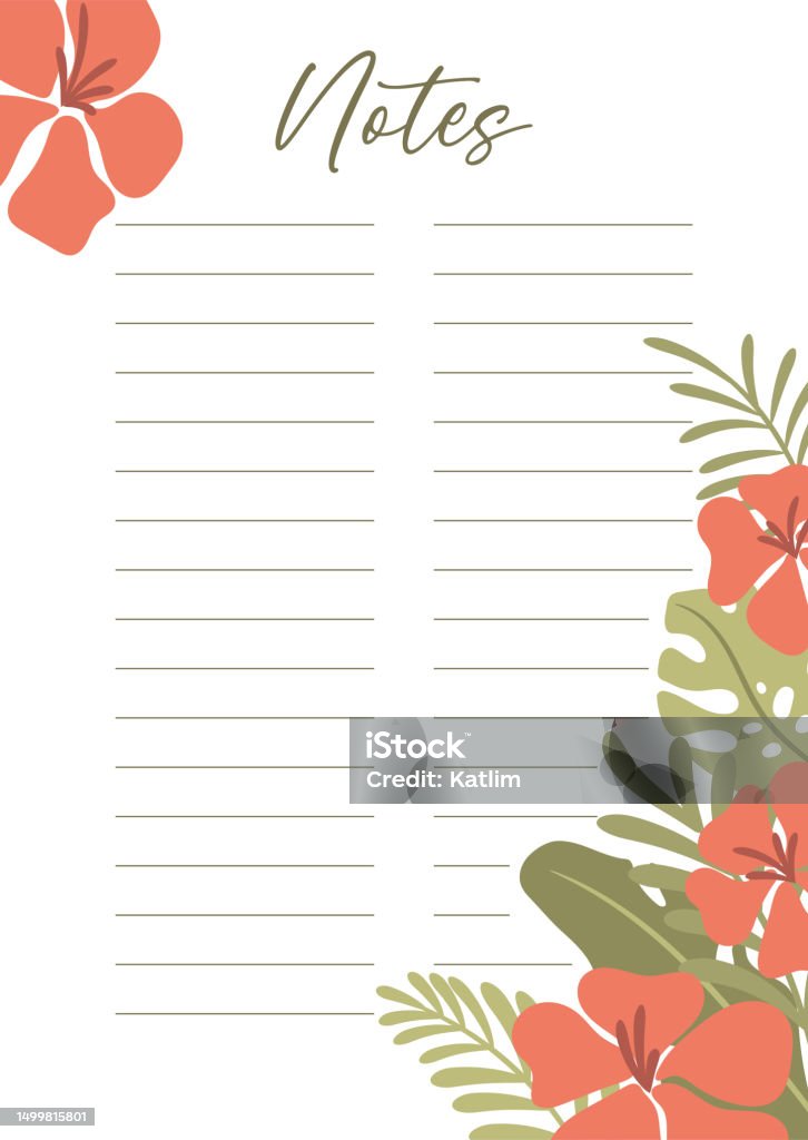 Exotic Notes Collection Printable Notes Concept With Tropical Exotic Background Stock ...