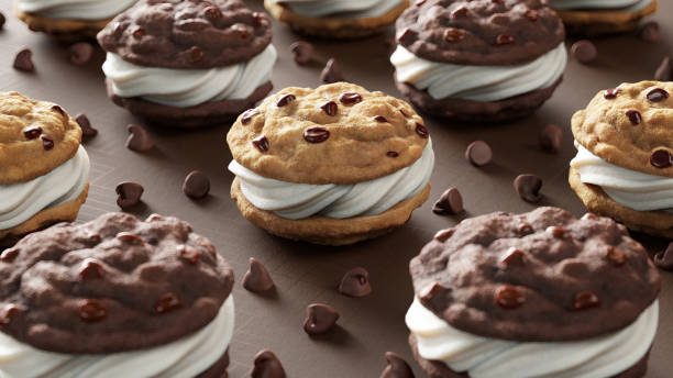 istock Ice Cream Sanwhiches in Three-Quarters View - 3d Render 1499819166