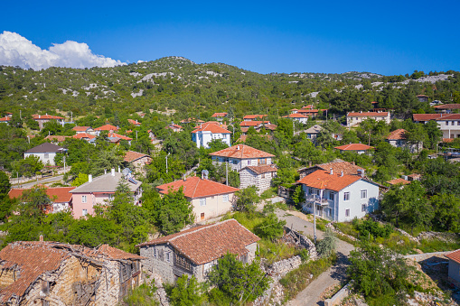 Aerial view of Akseki Emiraşıklar Anatolian village ,Antalya