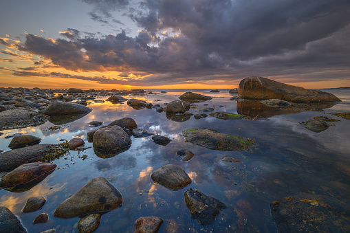 Reflections in the calm sea at the coastline of Stavanger