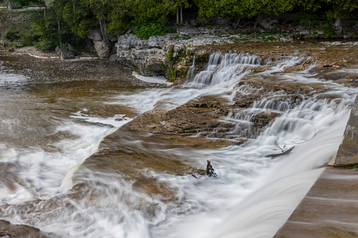 McGowan Falls in the small town of Durham, Ontario pours over the rocks in the Saugeen River.