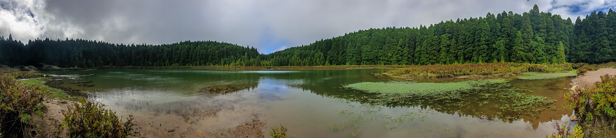 Low angle view of Seven Cities Lagoon, Sao Miguel, Azores island