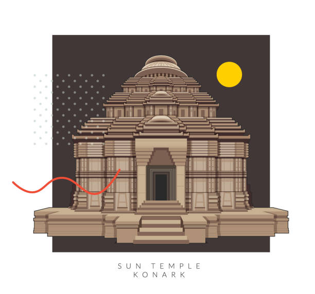 Konark Sun Temple - Odisha - Icon Konark Sun Temple - Odisha - Icon as EPS 10 File bhubaneswar stock illustrations
