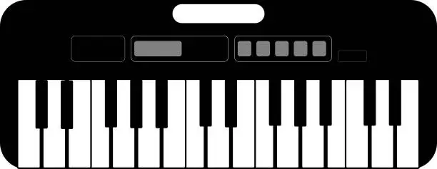 Vector illustration of Black electronic piano seen from above