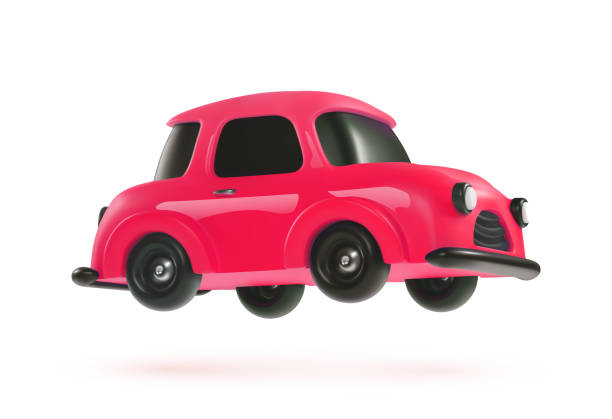 istock 3d cartoon toy car red color vector design element on the light background. Kids vehicle. Baby transport mode 1499833011