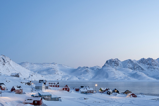 Remote travel destination in Eastern Greenland. Arctic travel destinations.