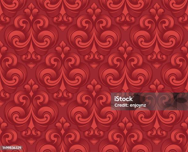 Elegant Red Victorian Seamless Wallpaper Stock Illustration - Download ...