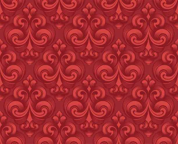 Vector illustration of Elegant red Victorian seamless wallpaper