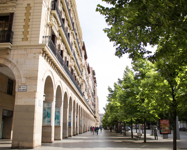Street between buildings and trees, Paseo de la Independencia, Zarazoga, Spain