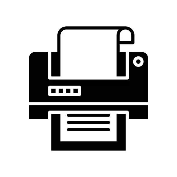 Vector illustration of Printing Black Line & Fill Vector Icon
