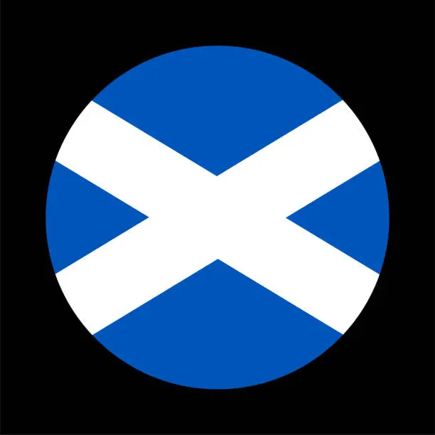 Vector illustration of Scotland round flag. Scottish circular symbol. Button, banner, eps icon. National sign. Vector illustration.