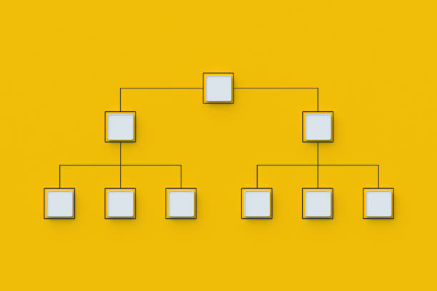 istock Teamwork and recruting. Scheme made from empty buttons. Hierarchical organizational chart concept. Company structure. Management and marketing. Supply chain. Network distribution. Top view. 3d render 1499838500