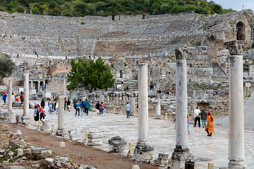 The theater of Ephesus (Efes) with harbour street, Turkey.