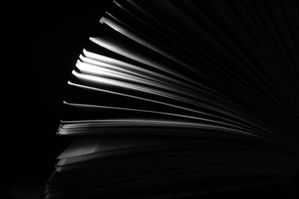 istock Open book close up, black and white, reading, education, knowledge concept. 1499853866