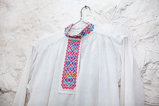 Traditional white shirt with traditional embroidery