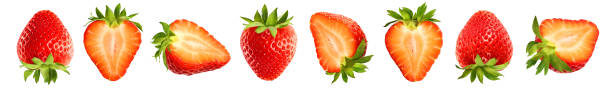 istock Large collection of strawberries isolated on white background 1499858744