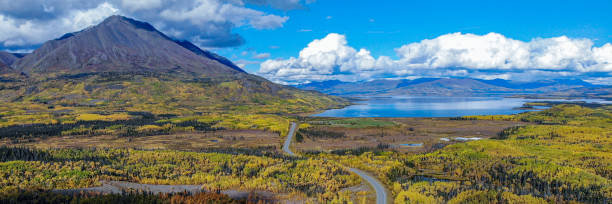 Scenic landscape views in Yukon Territory, Canada  in panorama, panoramic view fall